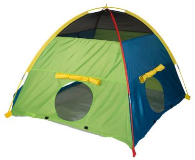 Image showing 12 th Pacific Play Tents Super Duper 4 Kid Play Tent, Blue/Green/Red/Yellow, 58 in. L x 58 in. W x 46 in. H