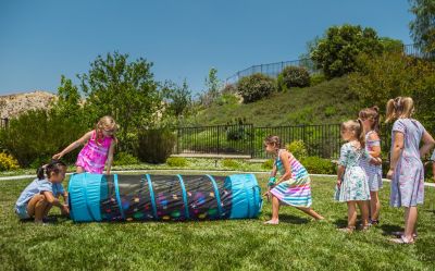 Image showing 7 th Pacific Play Tents 6 ft. Galaxy Tunnel with Glow-in-the-Dark Stars, Blue, 6 ft. L x 19 in. W