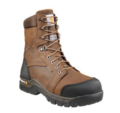Carhartt Rugged Flex Waterproof Insulated Composite Toe Work Boots, Brown Oil-Tanned Leather, 8 in.
