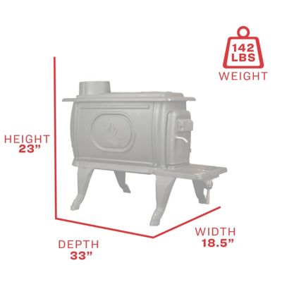 Image showing  Wood-Burning EPA Certified Small Cast-Iron Stove, 900 sq. ft., 54,000 BTU