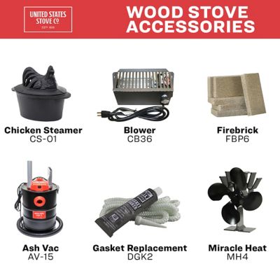 Image showing 7 th US Stove Wood-Burning EPA Certified Small Cast-Iron Stove, 900 sq. ft., 54,000 BTU
