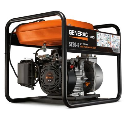 Generac 2 in ST20-S Gas Powered 169cc G-Force Engine 158 GPM Semi-Trash Water Pump