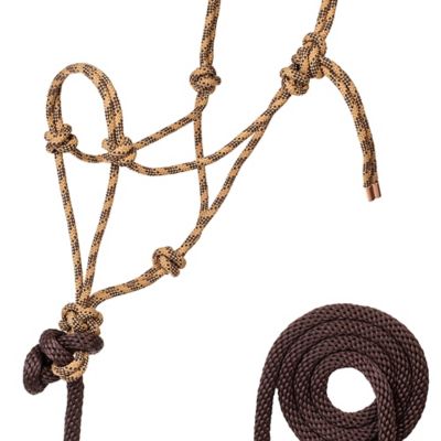 Image showing  Braided Rope Horse Halter with 7 ft. Poly Lead, Medium