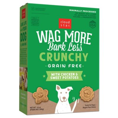 Cloud Star Wag More Bark Less Grain-Free Oven Baked Chicken and Sweet Potato Flavor Dog Biscuit Treats, 16 oz.