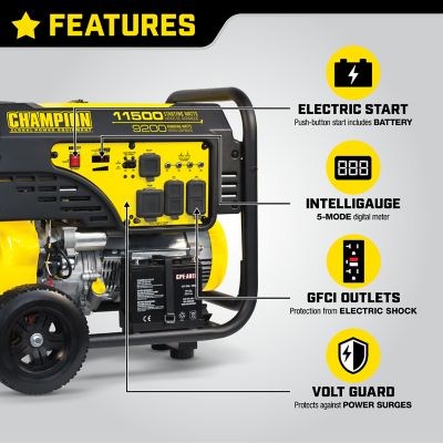 Equipment 11500/9200-Watt Portable Generator with Electric Start, 100110 at Tractor Co.