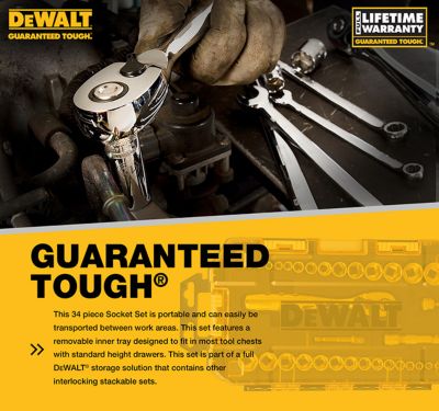 Image showing  1/4 in. and 3/8 in. Drive SAE/Metric Socket Set, 34 pc.