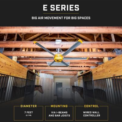 Image showing 5 th Big Ass Fans 7 ft. Variable Speed Indoor Shop Ceiling Fan with Wall Control, 7.8 CFM
