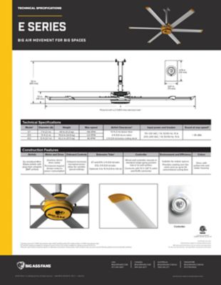 Image showing 7 th Big Ass Fans 7 ft. Variable Speed Indoor Shop Ceiling Fan with Wall Control, 7.8 CFM