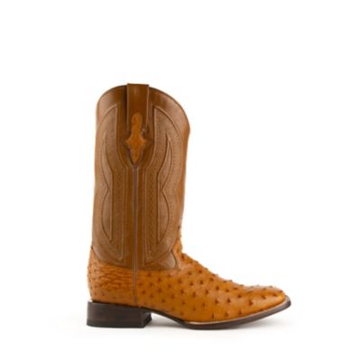 Image showing  Men's Full Quill Ostrich Western Cowboy Boots, Cognac