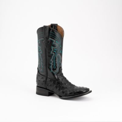 Ferrini Full Quill Ostrich Western Cowboy Boots, Black