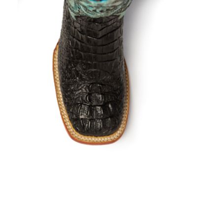 Image showing  Women's Print Caiman S-Toe Western Cowboy Boots, Black/Turquoise