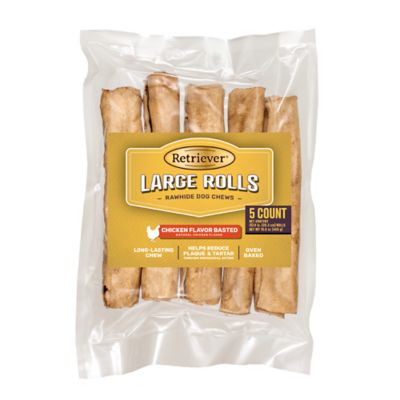 Retriever Chicken-Basted Large Rolls Dog Chew Treats, 5 ct.