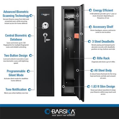 Image showing 14 th Barska 4 Long Gun 1.83 cu. ft. Biometric Lock Gun Safe, Black