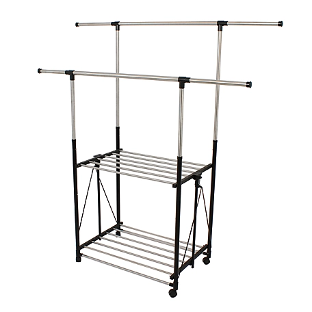 Greenway Stainless Steel Collapsible Double-Bar Garment Rack