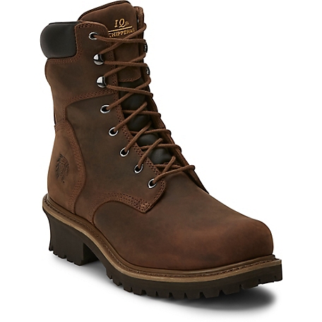 Chippewa Men's Oblique Logger Steel Toe Work Boots, Tough Bark, 8 in.