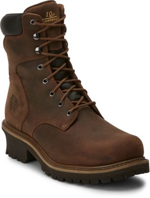 Chippewa Men's Steel Toe Oblique Logger Work Boots, Tough Bark, 8 in.