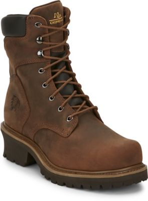Chippewa Men's Logger Oblique Steel Toe Work Boots, 8 in., Tough Bark