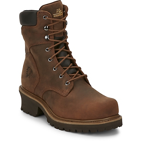 Chippewa Men's Logger Oblique Steel Toe Work Boots, 8 in., Tough Bark