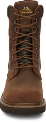 Image showing 3 th Chippewa Men's Steel Toe Logger Oblique Work Boots, 8 in., Tough Bark