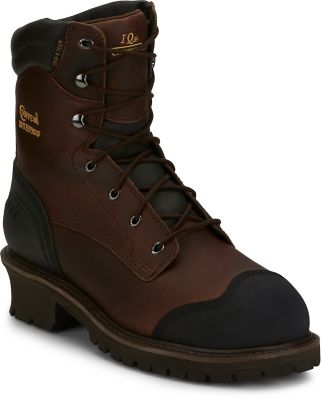 Chippewa Men's Oiled Composition Toe Logger Boots, 8 in., Chocolate