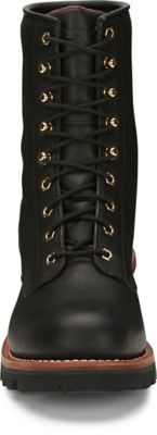 Image showing 3 th Chippewa Men's Steel Toe Logger Work Boots, 8 in., Black