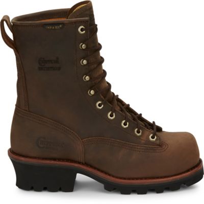 Image showing 4 th Chippewa Men's Steel Toe Waterproof Logger Work Boots, 8 in., Bay Apache