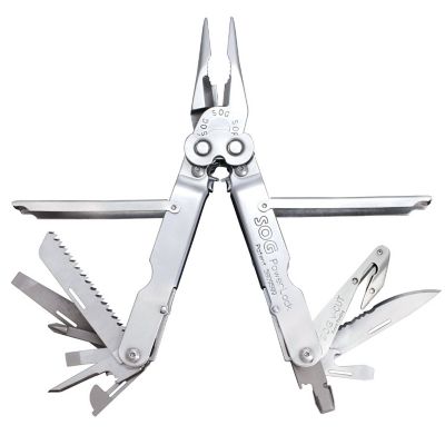 SOG 18 pc. PowerLock Multi-Tool with Sheath, Satin Polished Stainless Steel