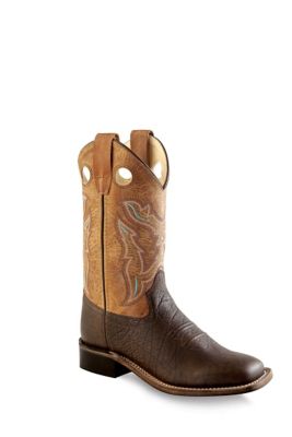 Old West Unisex Kids' 9 in. Square Toe Western Boots, Tan