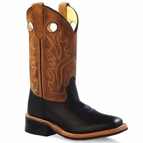 Old West Unisex Kids' 9 in. Leather Square Toe Western Boots, BSC1810