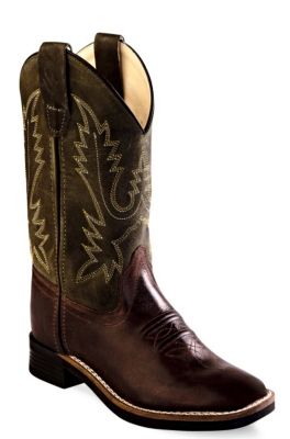 Old West Unisex Kids' 9 in. Leather Square Toe Western Boots, BSC1877