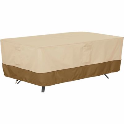 Classic Accessories Veranda Rectangular/Oval Patio Table Cover, Pebble, Large, 55-565-011501-00