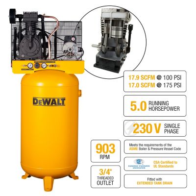 Image showing  5 RHP 80 gal. 2 Stage Vertical Stationary Air Compressor