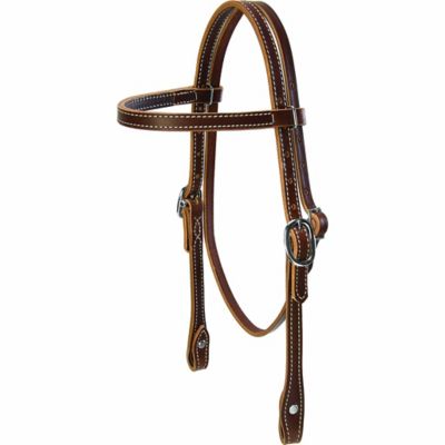 Weaver Leather Harness Leather Doubled and Stitched Pony Browband Headstall, Sunset