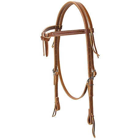 Weaver Leather Latigo Leather Deluxe Knotted Browband Headstall Bridle, 5/8 in., Brown