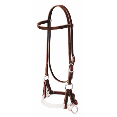 Weaver Equine Deluxe Latigo Leather Double-Rope Side Pull, Burgundy