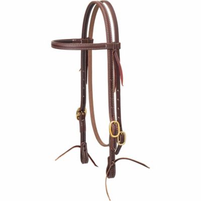 Weaver Leather Working Cowboy Browband Headstall with Solid Brass Hardware, 5/8 in.