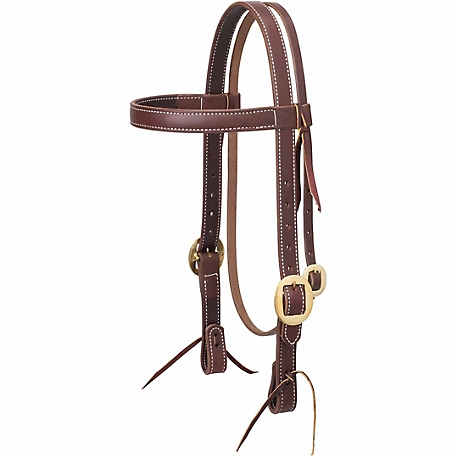 Weaver Leather Working Cowboy Browband Headstall with Solid Brass Hardware, 1 in., Chestnut