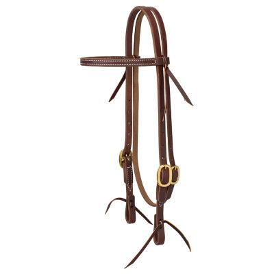 Weaver Leather Working Cowboy Economy Browband Headstall with Solid Brass Hardware, 5/8 in.