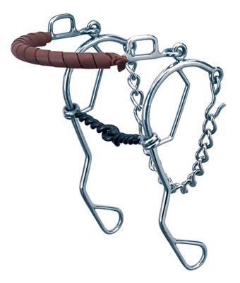 Weaver Leather 8 in. Combination Hackamore with Sweet Iron Twisted Wire Snaffle Mouthpiece