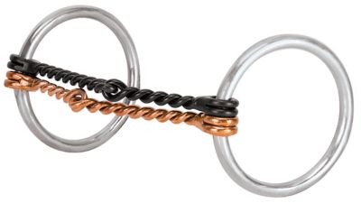 Weaver Leather All-Purpose Offset Ring Snaffle Bit with 5 in. Double Twisted Copper/Black Steel Mouthpiece