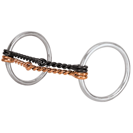 Weaver Leather All-Purpose Offset Ring Snaffle Bit with 5 in. Double Twisted Copper/Black Steel Mouthpiece