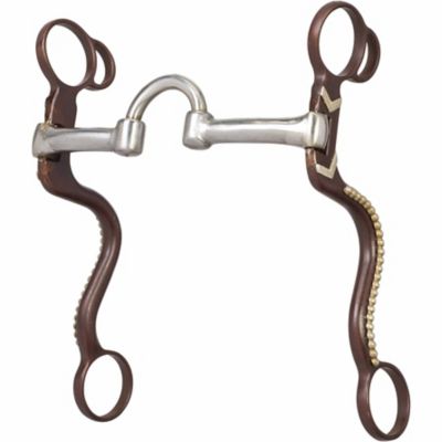 Weaver Equine Professional S-Shank German Silver Trim Correction Bit with 5 in. Sweet Iron Low Port Copper Inlay Mouthpiece