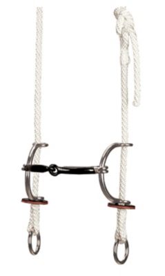 Weaver Leather 1/2 in. Shank Sliding Snaffle Gag Bridle with 5 in. Smooth Sweet Iron Copper Roller Mouthpiece, 3/8 in. Rope Gag