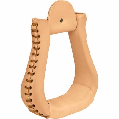 Weaver Leather Natural Leather-Covered Bell Stirrups, 3 in. Neck