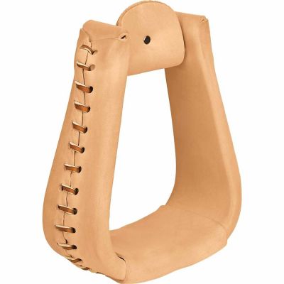 Weaver Equine Natural Leather-Covered Overshoe Roper Stirrups