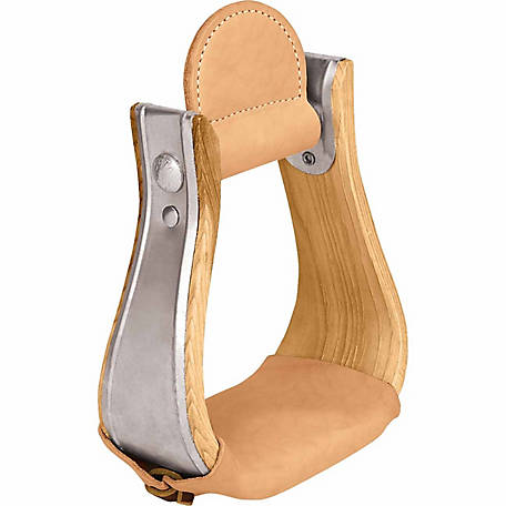 D.A Brand Rawhide Covered Aluminum Oxbow Stirrups w/ Medium Oil Leather Treads 