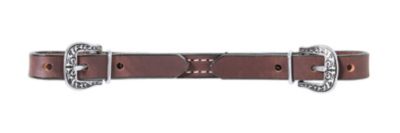 Weaver Leather Basin Cowboy All-Leather Curb Strap with Floral Concho Buckles