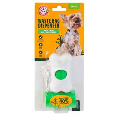 Arm & Hammer Bone Bag Dispenser and Biodegradable Dog Poop Bags, 30 Bags