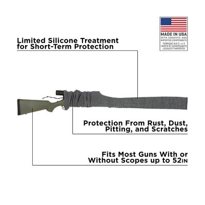 Image showing  Company Knit Gun Sock for Rifle/Shotguns With or Without Scope - Drawstring Closure - 52", Heather Gray, 3-Pack