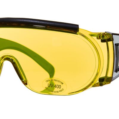 Image showing  Protective Safety Glasses, Fits Over Prescription Glasses, ANSI Z87.1 Impact Resistance, Unisex, Yellow